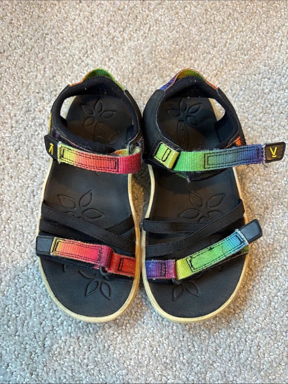 KEEN Kids Rainbow Strap Sandals - Black with Multicolor Straps